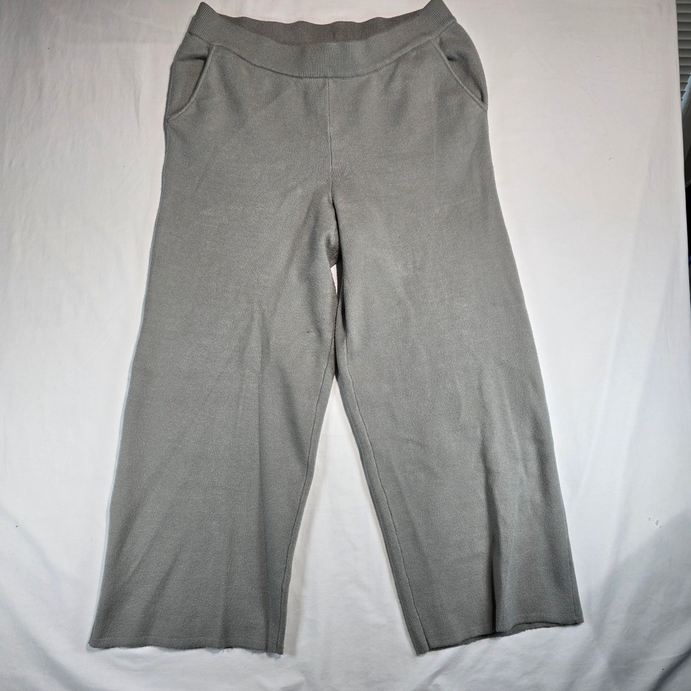 Naturals d&co Gray Knit Wide Leg Crop Pants XL A388551 Recycled Blend Loungewear